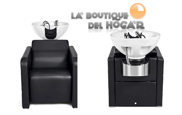 Lavacabezas con pica basculante blanca y acabado en acero Modelo Marvin B