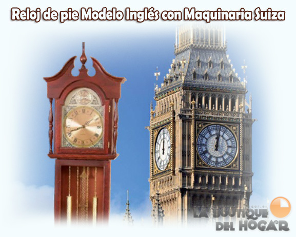 Reloj de pie Modelo Inglés con maquinaria de cuarzo suiza