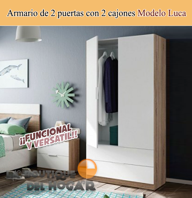 Armario de 2 puertas con 2 cajones Modelo Luca Youth
