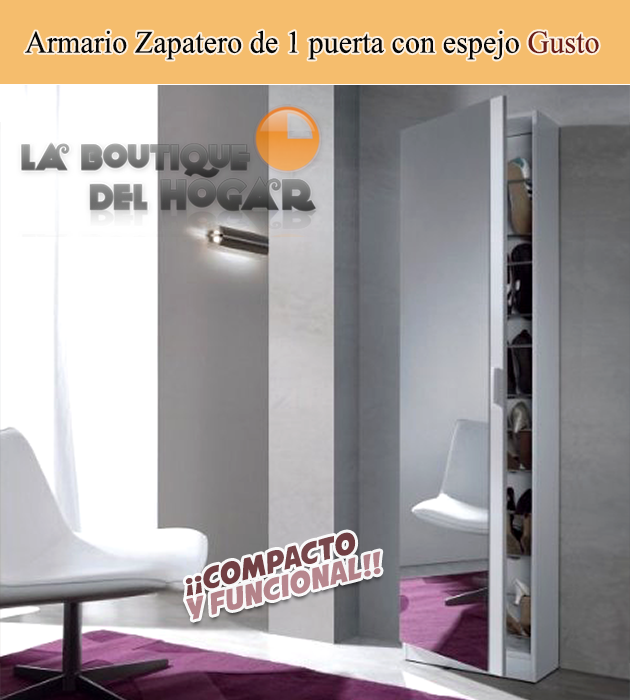 Armario Zapatero de 1 puerta con espejo Modelo Gusto