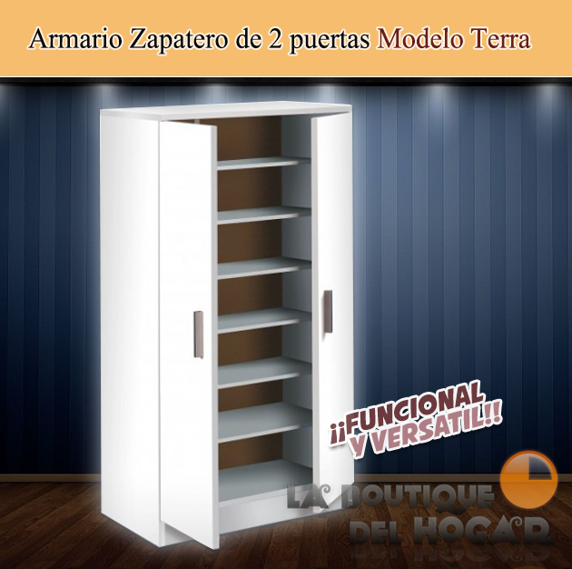 Armario Zapatero de 2 puertas Modelo Terra - Color Blanco