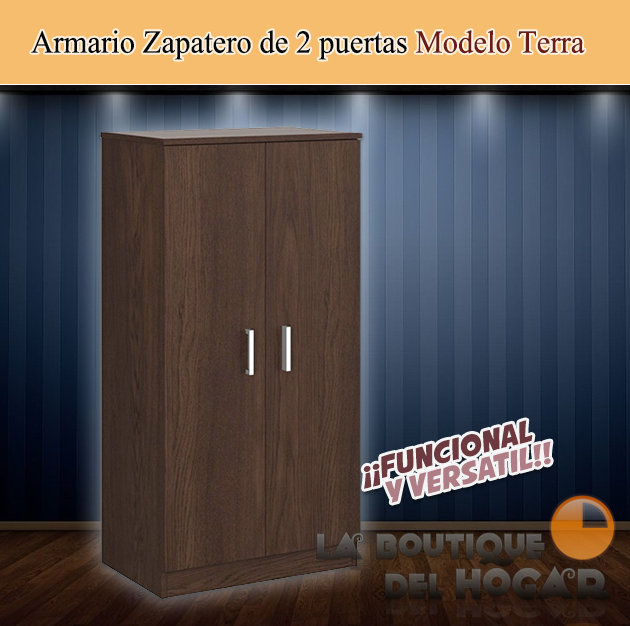 Armario Zapatero de 2 puertas Modelo Terra - Color Café