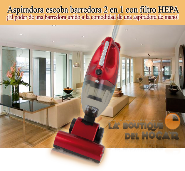 Aspiradora escoba barredora 2 en 1 con filtro HEPA