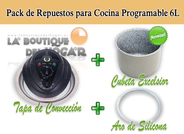 imagen pack apa de Convección halógena 6L + Cubeta Excelsior Cecoceramic + Aro silicona