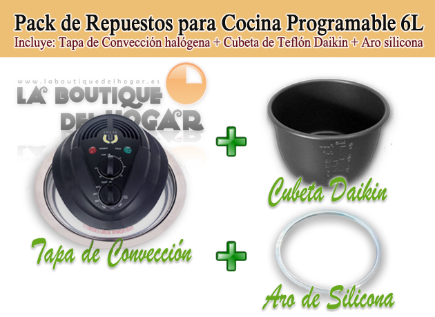 imagen pack Tapa de Convección halógena 6L + Cubeta de Teflón Daikin + Aro silicona