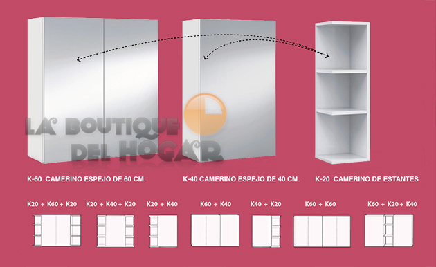 Armario Camerino de Baño con 3 estantes Modelo K-20