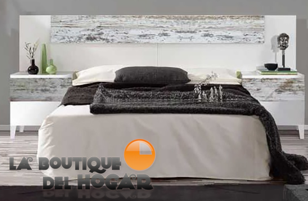 Dormitorio de matrimonio Nordik - Conjunto Cabezal + 2 mesitas