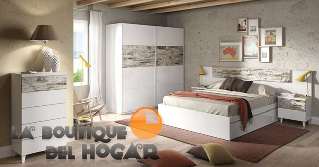 Dormitorio de matrimonio Nordik - Conjunto Cabezal + 2 mesitas