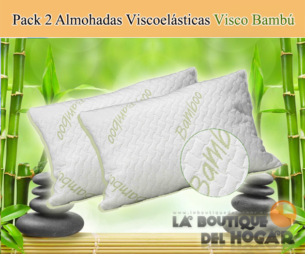 Pack 2 Almohadas con Copos de Viscoelástica y tratamiento de Bambú 60x35 cm