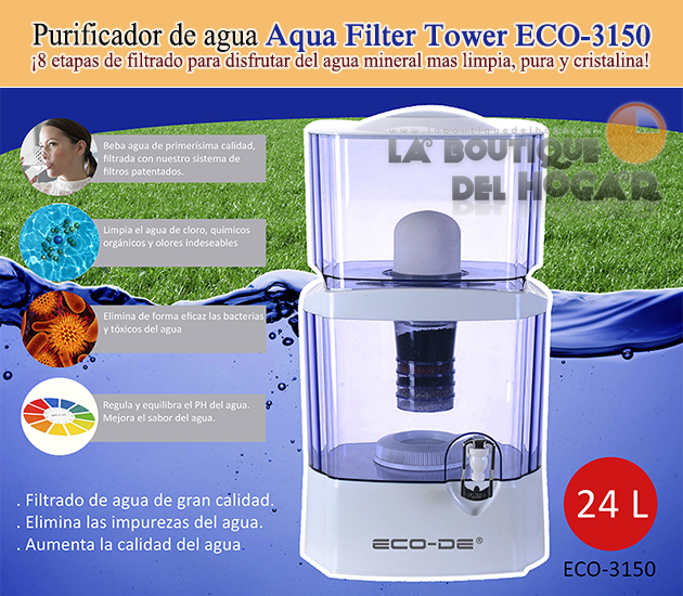 Purificador de agua de 24 litros - Aqua Filter Tower ECO-3150