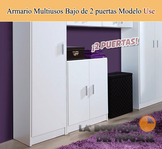 Armario Multiusos Bajo de 2 puertas Modelo Use - Color Blanco