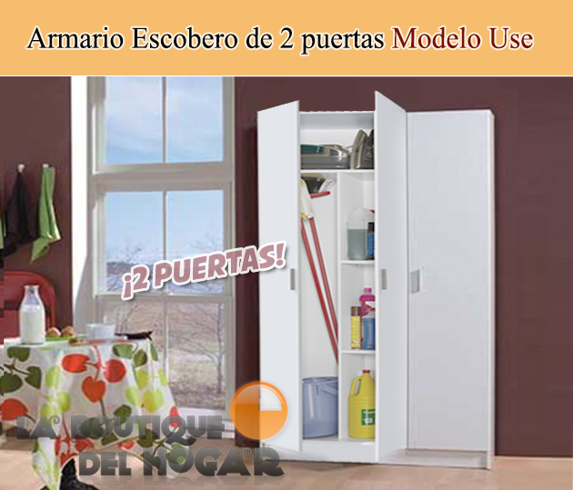 Armario Multiusos Escobero de 2 puertas Modelo Use - Color Blanco