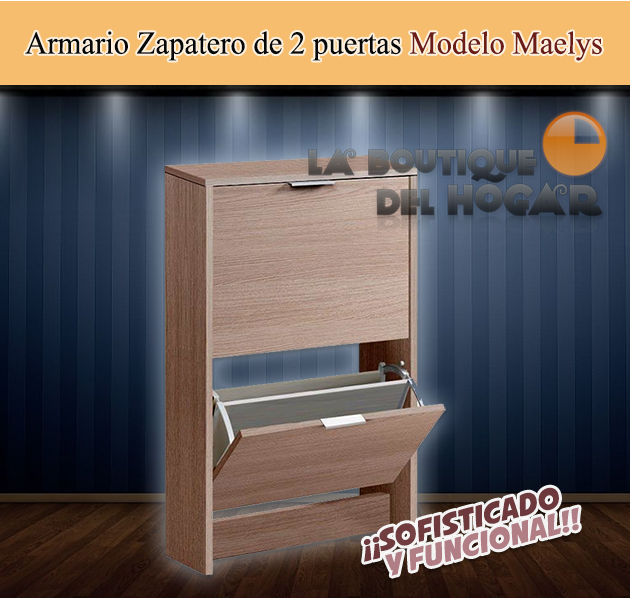 Zapatero de 2 puertas Modelo Maelys - Color Roble