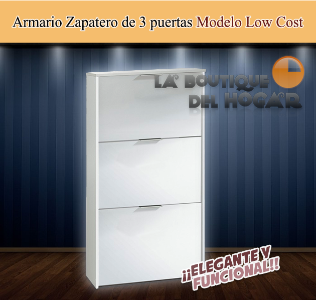 Zapatero de 3 puertas Modelo Low Cost - Color Roble