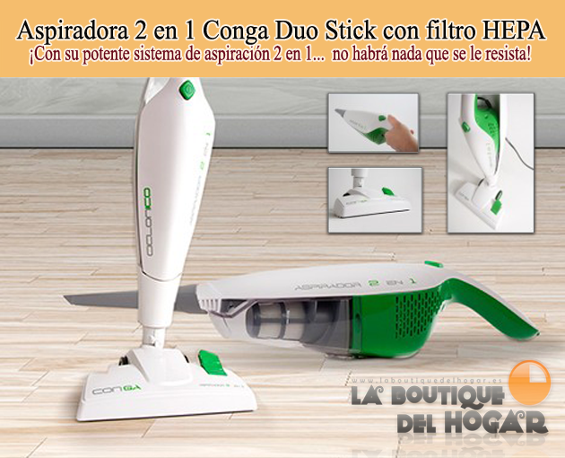 Aspiradora escoba barredora 2 en 1 con filtro HEPA