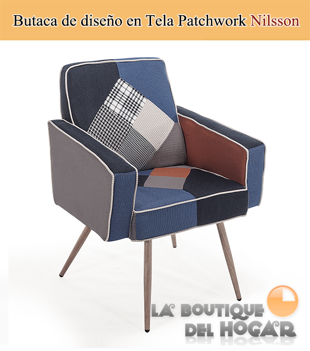 Butaca de diseño en Tela Patchwork Multicolor Modelo Nilsson