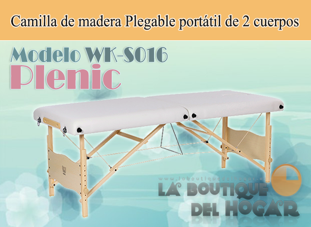 Camilla de madera plegable portátil de 2 cuerpos Plenic Modelo WK-S016