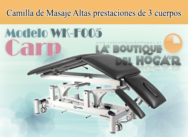 Camilla de Masaje eléctrica de 3 cuerpos con 2 motores y altas prestaciones Carp Modelo WK-F005