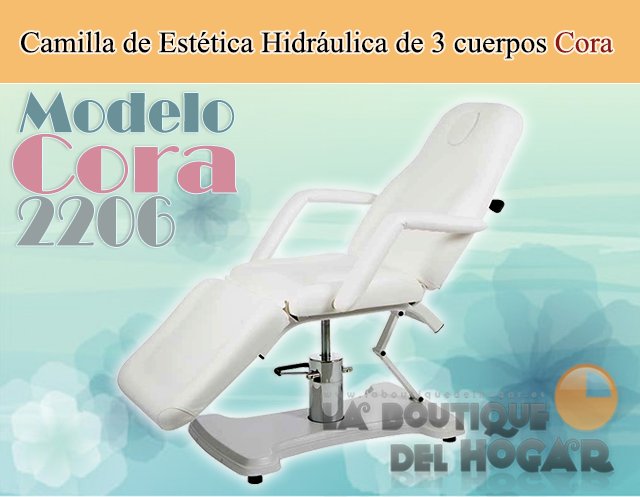 Camilla de Estética hidráulica de 3 cuerpos con agujero facial Modelo Cora 2206