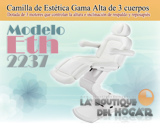 Camilla de Estética Gama Alta de 3 cuerpos con agujero facial Modelo Eth 2237