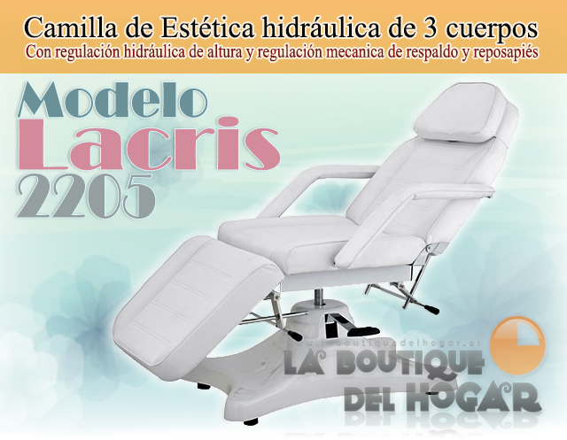 Camilla de Estética hidráulica de 3 cuerpos con agujero facial Modelo Lacris 2205