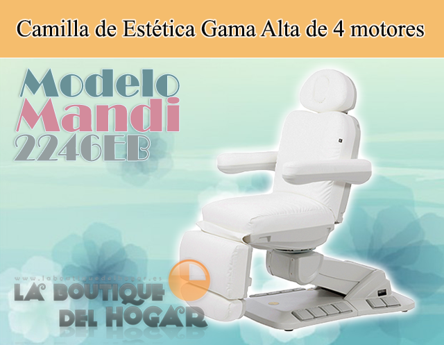 Camilla de Estética Gama Alta de 4 motores con botoneras y pedales integrados Modelo Mandi 2246EB