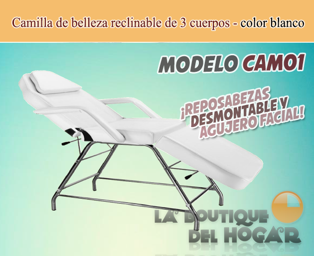 Camilla de belleza fija reclinable de 3 cuerpos CAM01