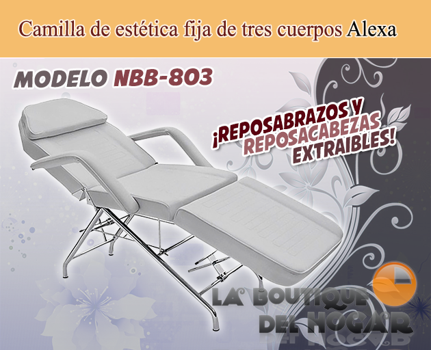 Camilla de estética fija de tres cuerpos Modelo Alexa