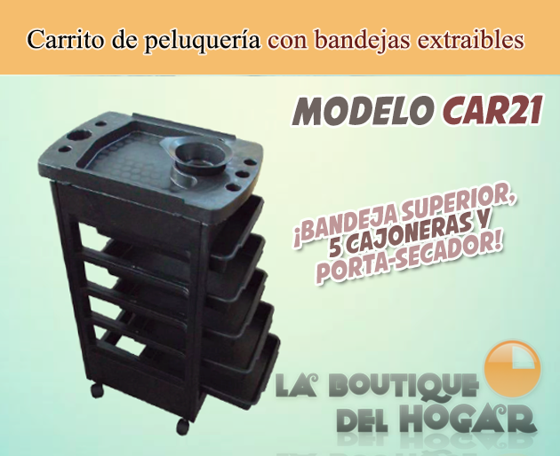 Carrito de peluquería con bandejas extraíbles Modelo CAR21