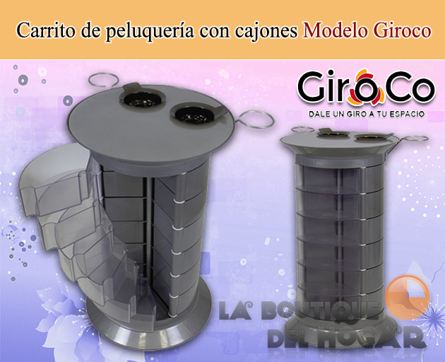 Carrito de Peluquería con cajones Modelo Girocco Doble Plus color Gris
