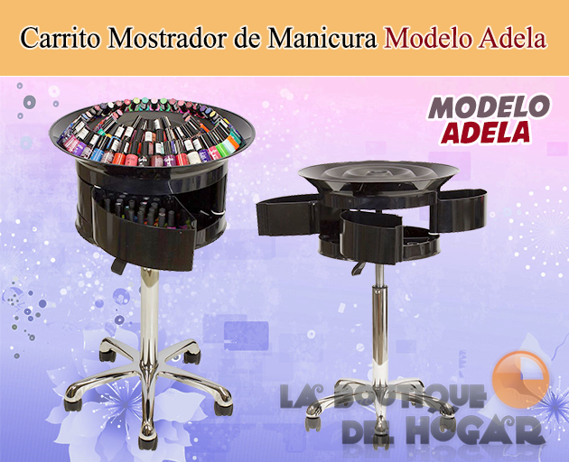 Carrito Mostrador de Manicura y Pedicura Modelo Adela color Negro