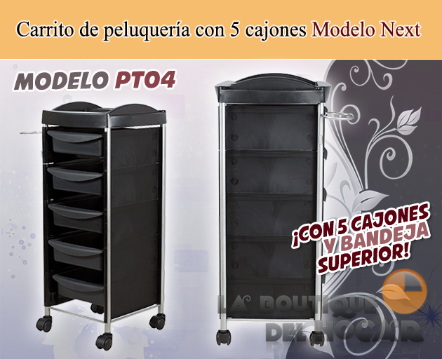 Carrito de peluquería con 5 cajones Next Modelo PT04