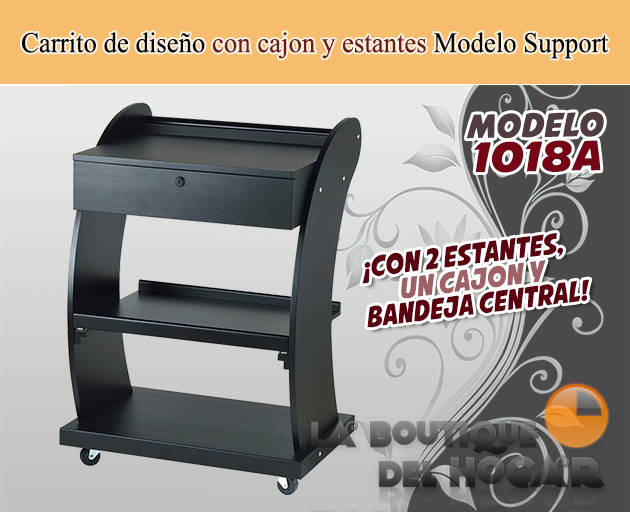 Carrito auxiliar de madera de diseño con 3 estantes Support Modelo 1018A