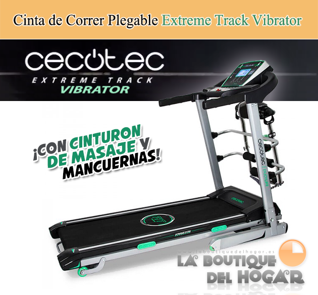 Cinta de Correr Profesional Plegable Extreme Track Vibrator con Cinturón de Masaje y Mancuernas