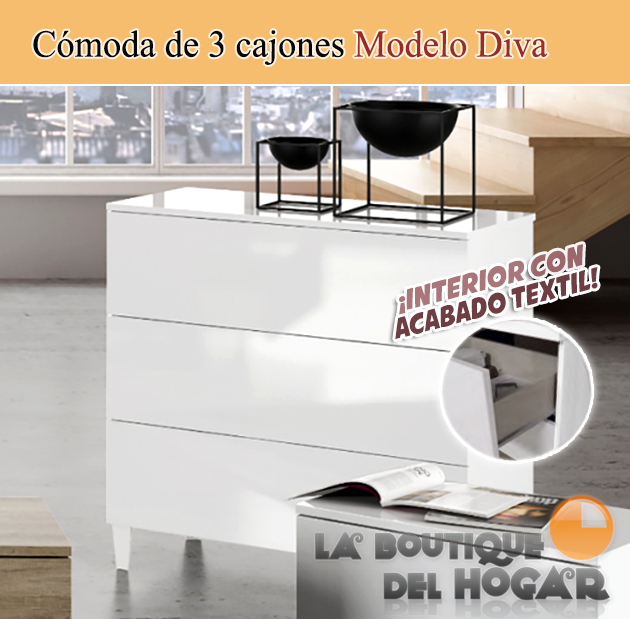 Cómoda de 3 cajones Modelo Diva