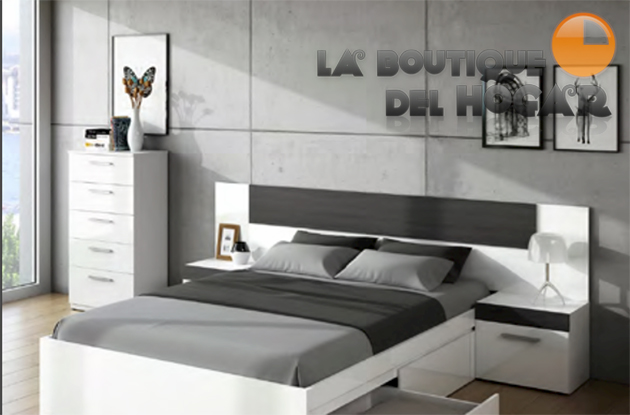Dormitorio de matrimonio Serenity - Conjunto Cabezal + 2 mesitas