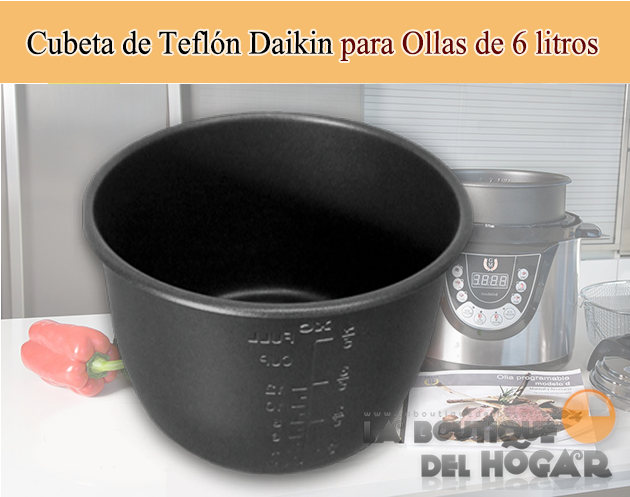 Cubeta de Teflón Daikin - Repuesto universal válido para Robots de cocina de 6 litros