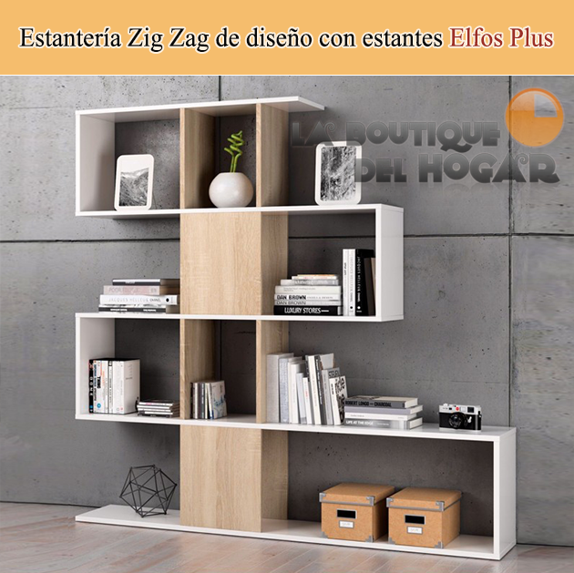 Estantería Zig Zag de diseño con estantes Modelo Elfos