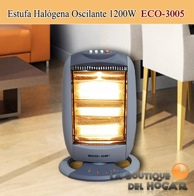 Estufa Halógena Oscilante 1200W Modelo ECO-3005