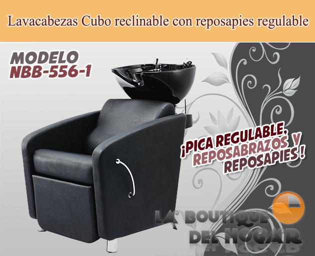 Lavacabezas Cubo reclinable con reposapies regulable en altura - color negro
