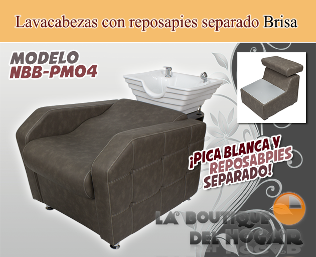 Lavacabezas Camilla con pica blanca y reposapies separado Brisa Modelo NBB-PM04 - Color Marrón Grisáceo
