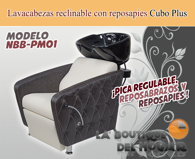 Lavacabezas Cubo reclinable con reposapies regulable en altura - color negro