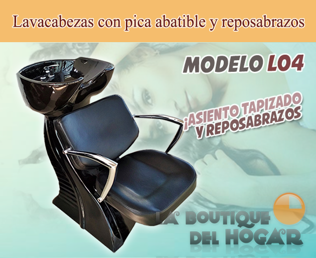 Lavacabezas con pica abatible y reposabrazos Modelo L04 - color negro