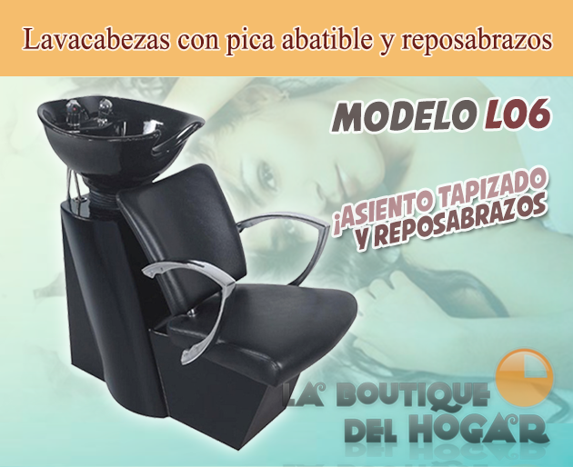 Lavacabezas con pica abatible y reposabrazos Modelo L06 - color negro