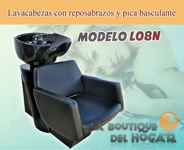 Lavacabezas con reposabrazos y pica basculante Modelo L08N - color negro