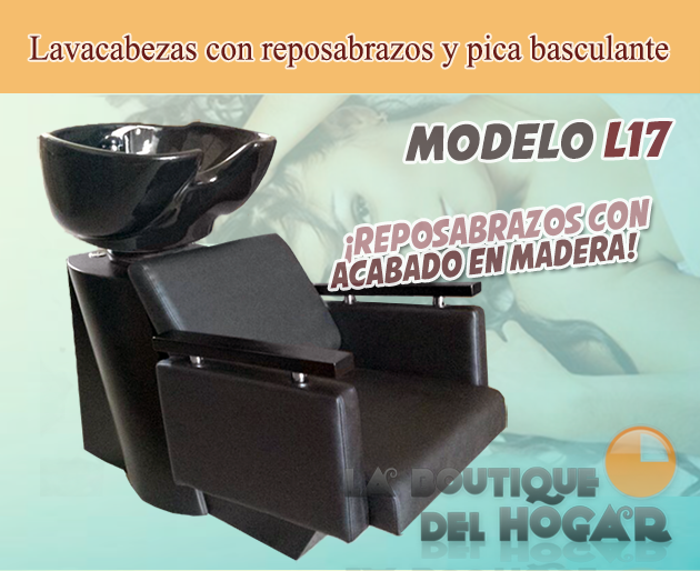 Lavacabezas con reposabrazos de madera y pica ajustable Modelo L17 - color negro