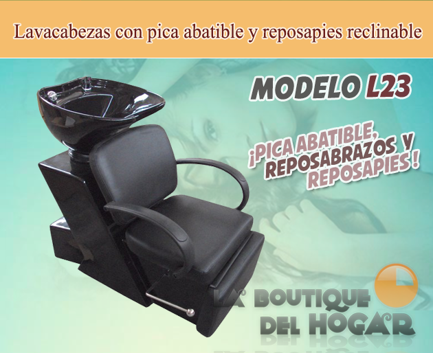 Lavacabezas con pica abatible y reposapies reclinable Modelo L23 - color negro