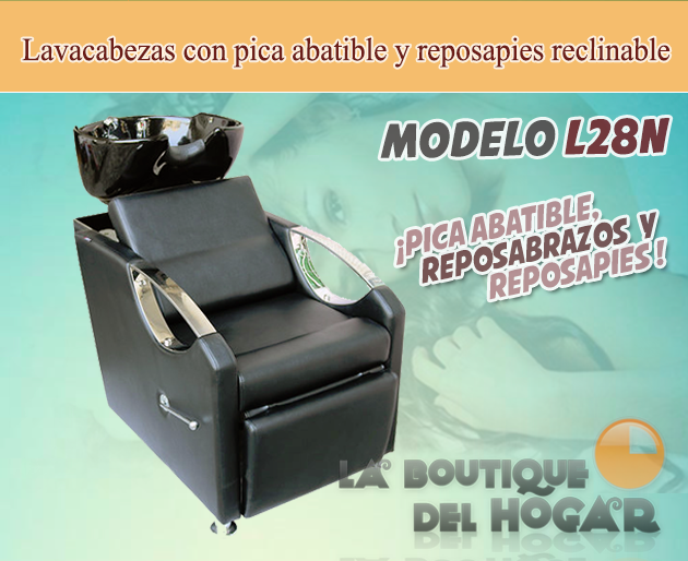 Lavacabezas con pica abatible y reposapies reclinable Modelo L28 - color negro