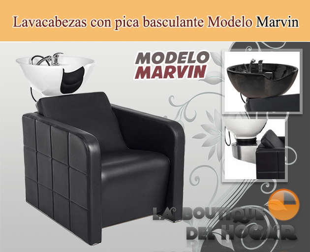 Lavacabezas con pica basculante blanca y acabado en acero Modelo Marvin B
