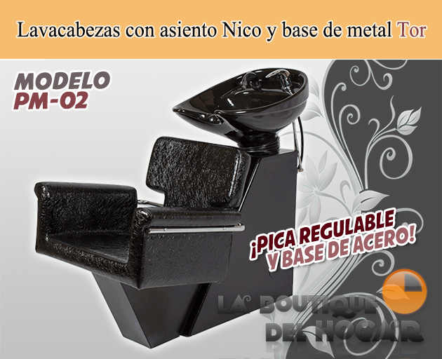 Lavacabezas con asiento Nico y base de metal Tor Modelo PM-02